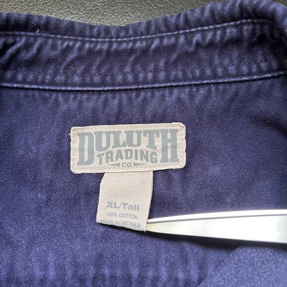 Duluth Shirt Jacket Mens XLT Tall Blue Heavy Cotton Twill Workwear Ranch Field - Picture 8 of 14
